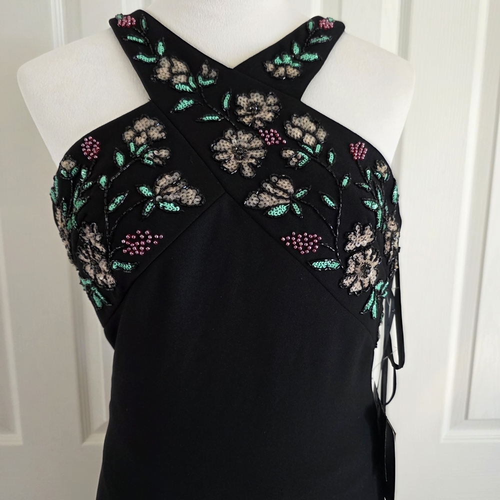 Pronovias Barcelona Embellished Black Halter Gown High-Low Hem-NWT Size 2 - Picture 8 of 15